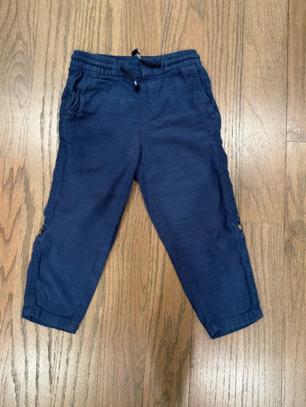 Kids Navy Blue Pull-On linen Pants